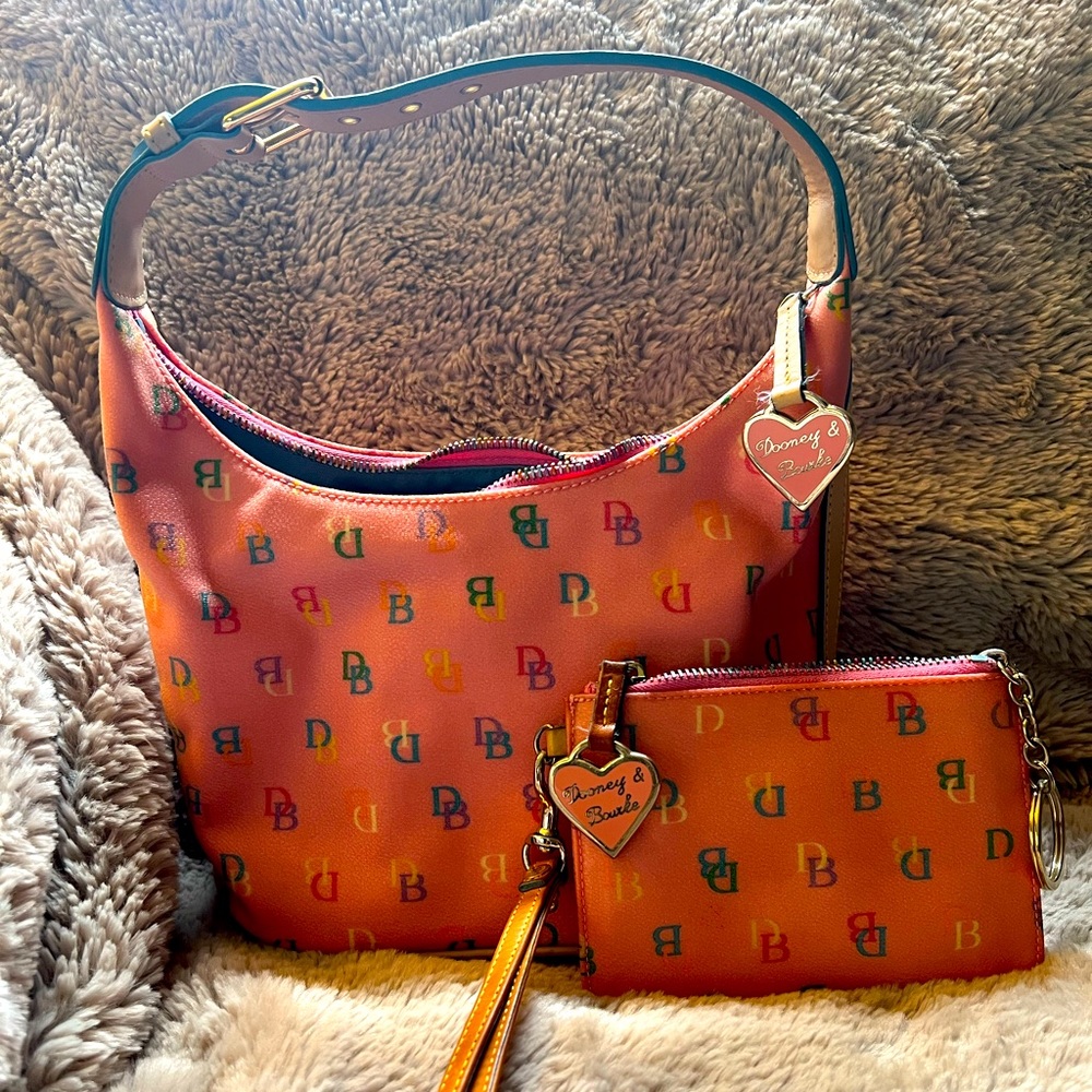 Pink Monogram Dooney & Bourke Bucket Bag w/ Matching Wristlet
